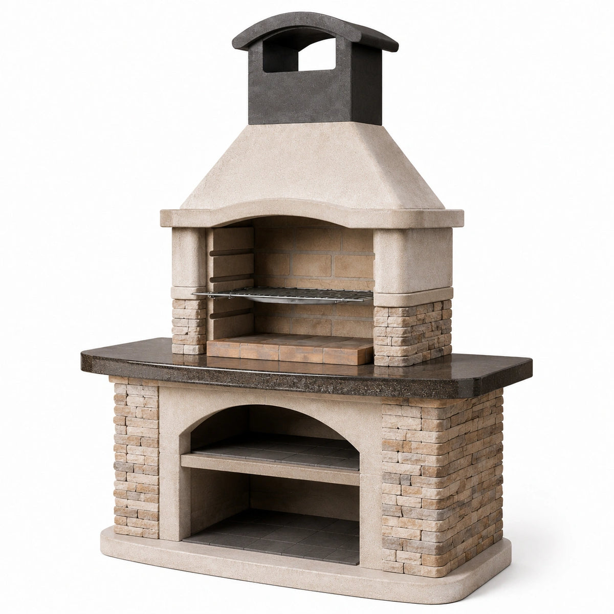 Barbecue in Pietra Refrattaria con Cappa Camino 180x100x240 cm
