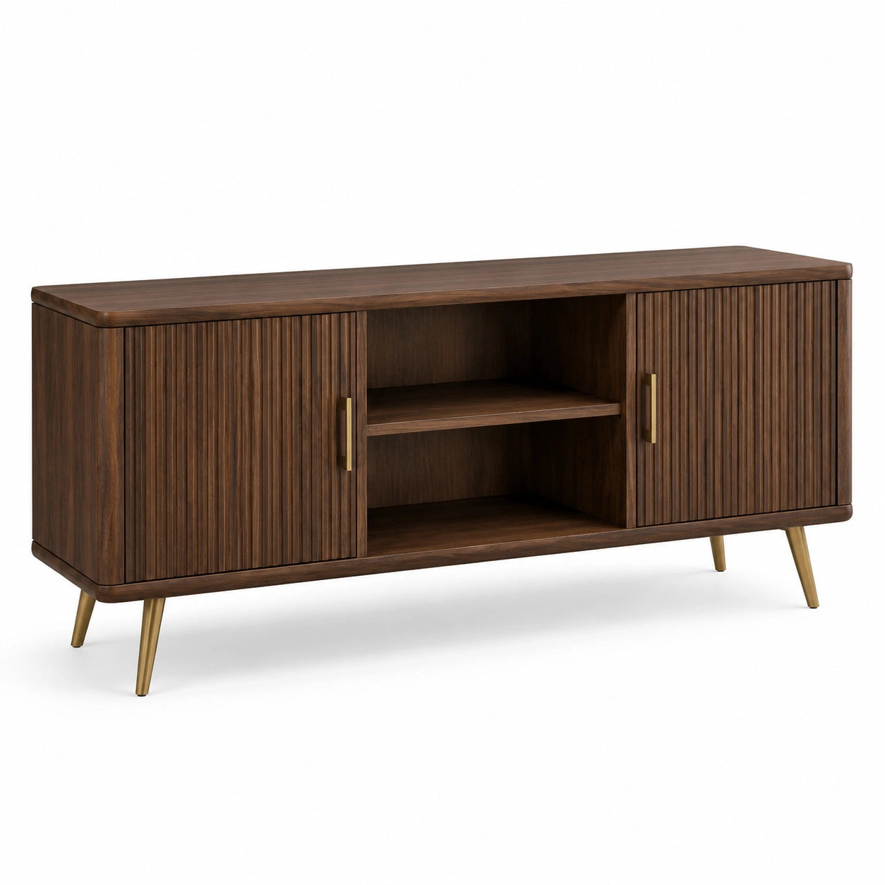 Credenza in legno massello di noce con ante e ripiani