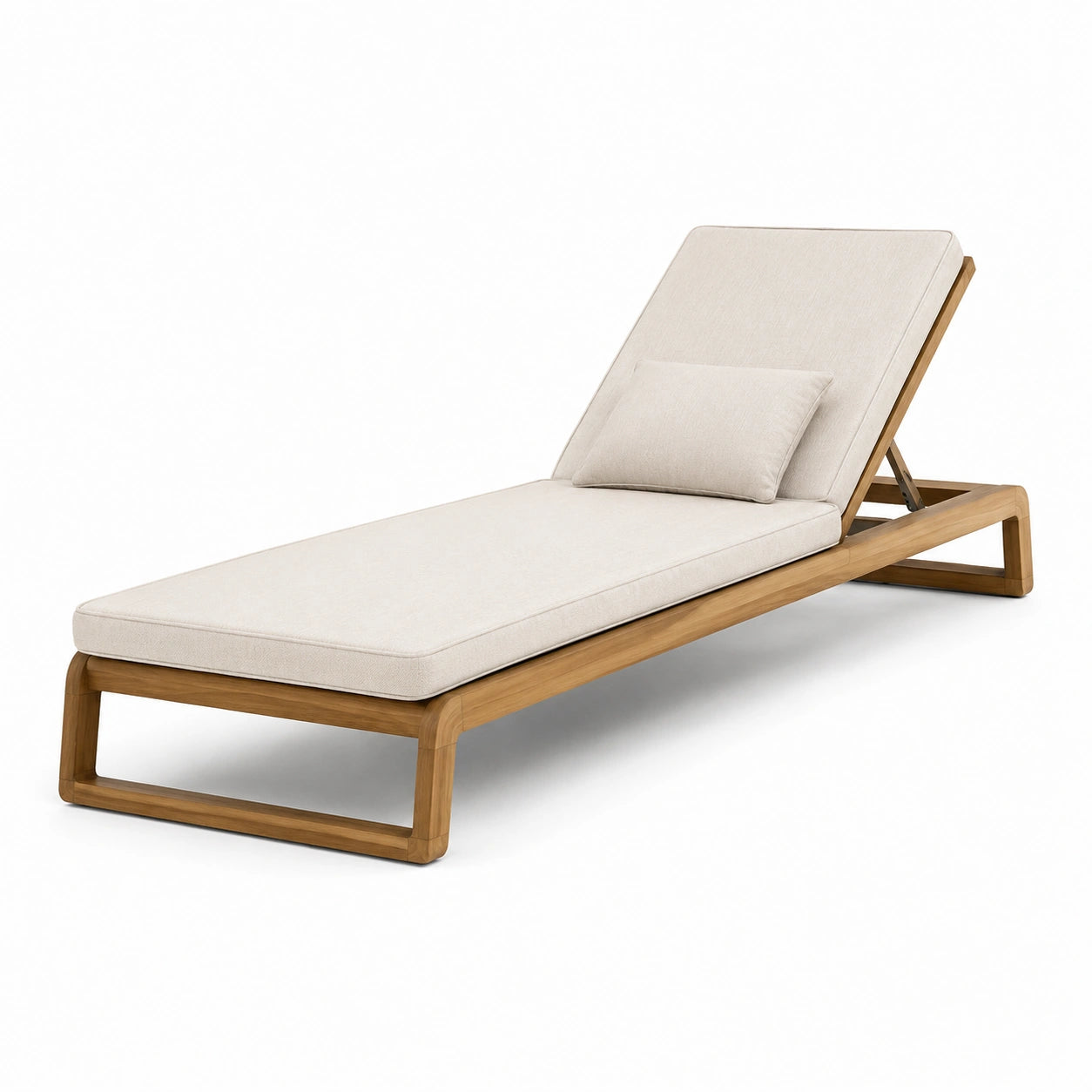 Lettino prendisole in legno con cuscino regolabile beige