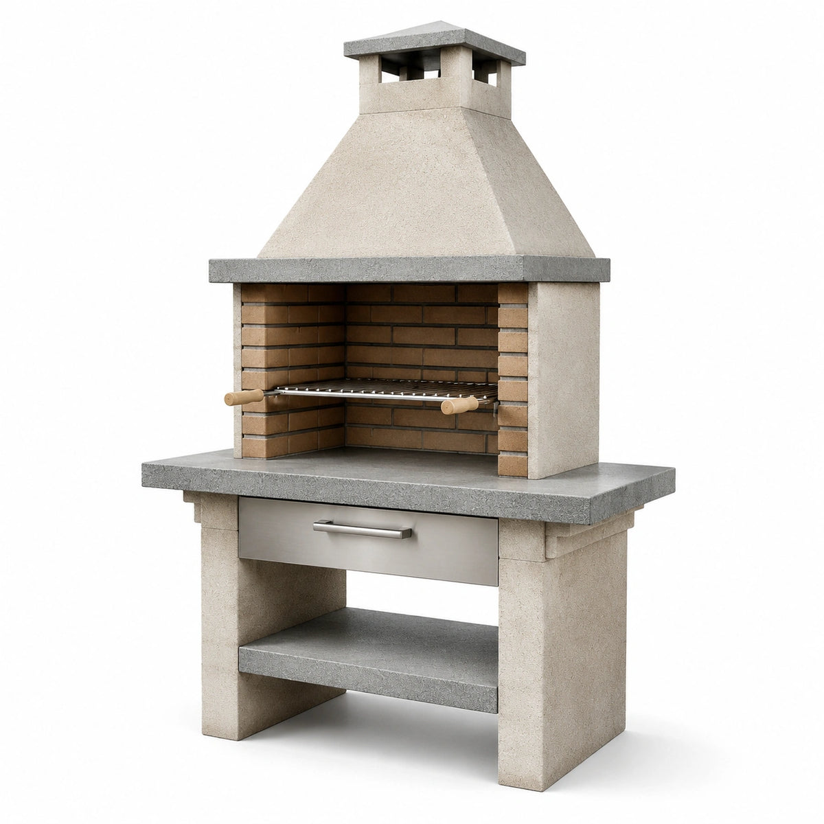 Barbecue in cemento refrattario con griglia in acciaio