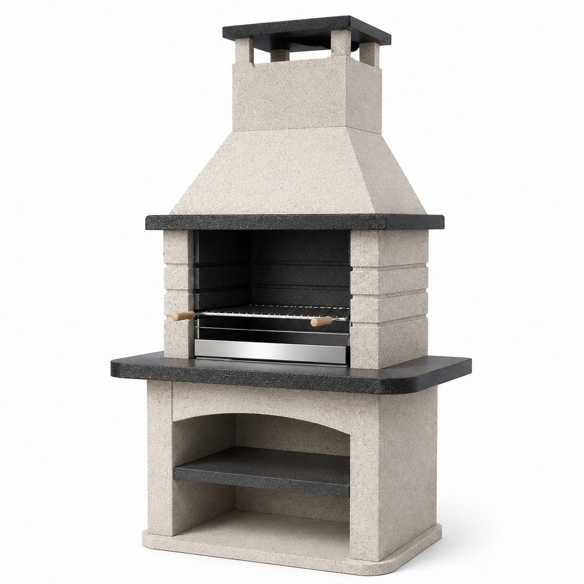 Barbecue in cemento e ghisa con griglia in acciaio inox