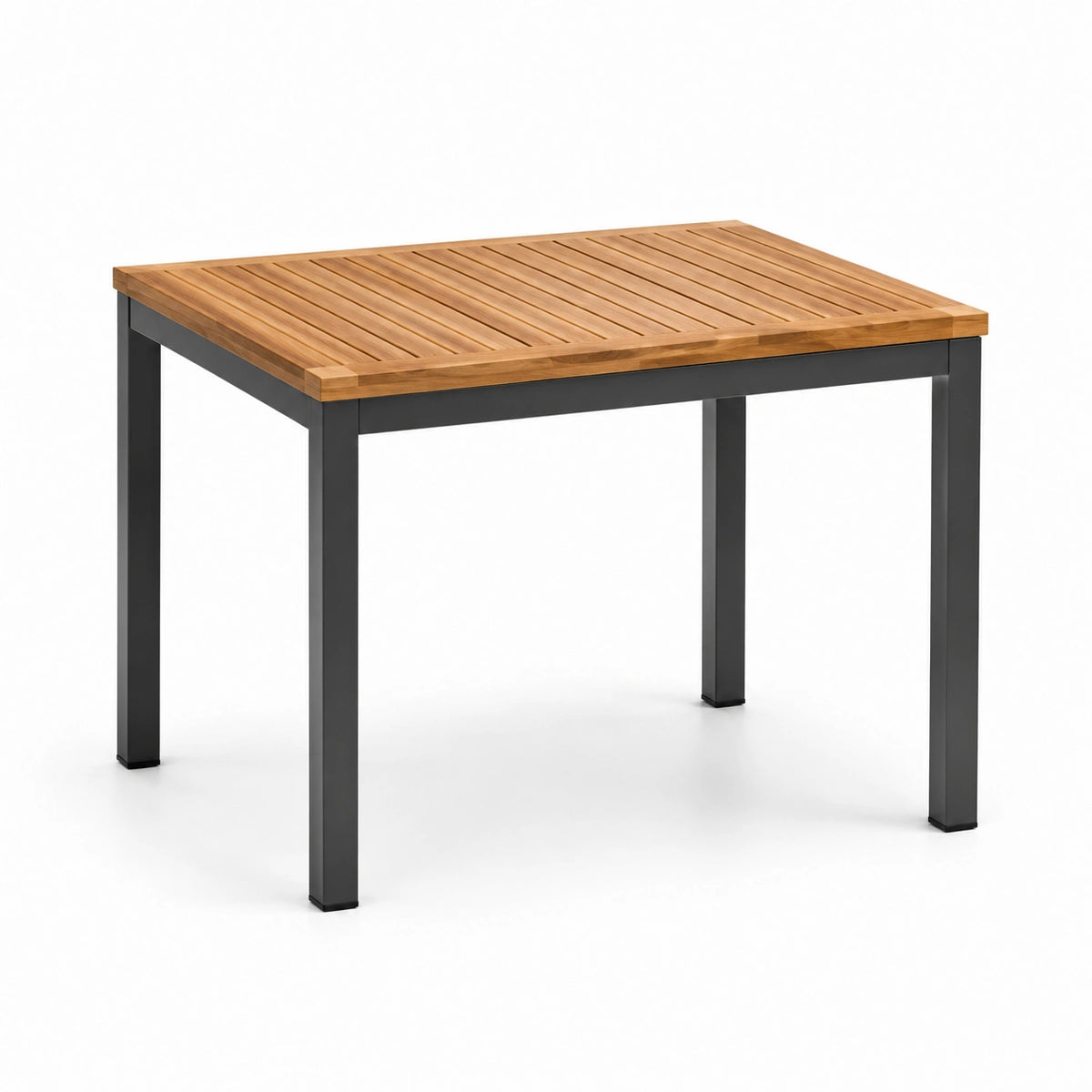 Tavolo rettangolare legno metallo per esterni 120x80 cm marrone/nero