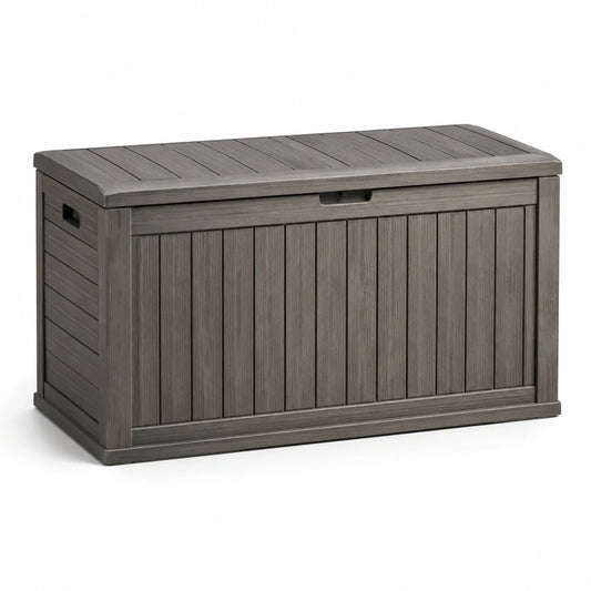 Baule da giardino in plastica grigia 120x56x63 cm