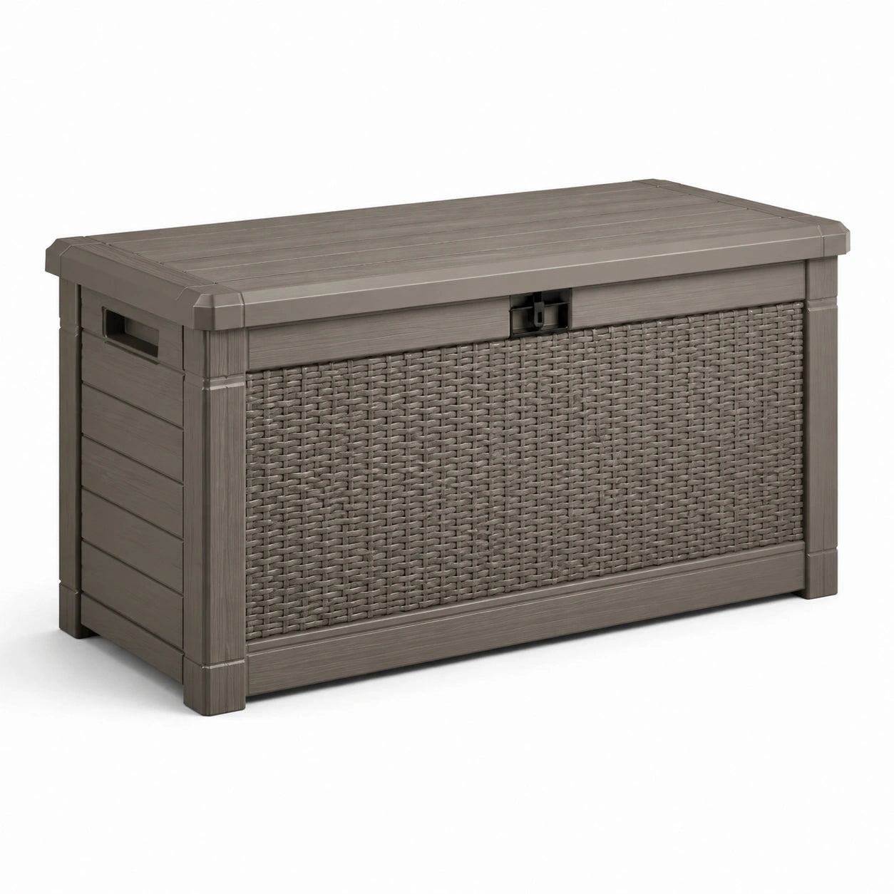Baule da giardino in plastica marrone 120x50x60 cm