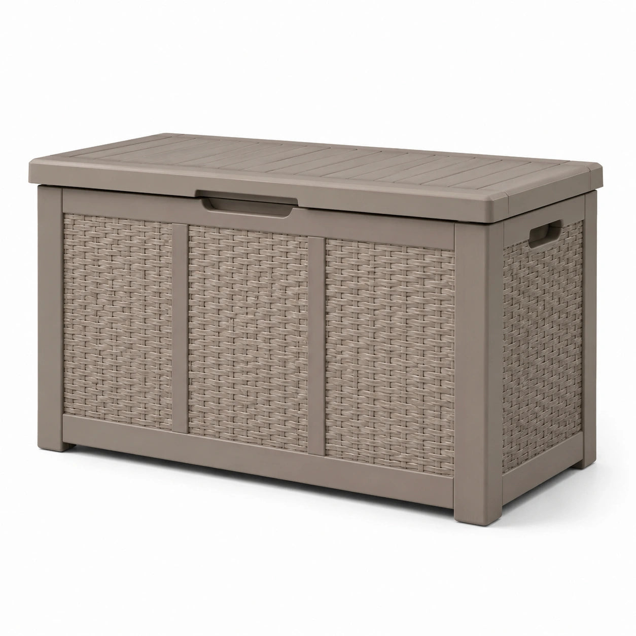 Baule da giardino in plastica intrecciata beige