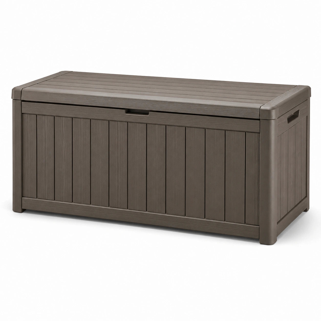 Baule da giardino in plastica effetto legno marrone