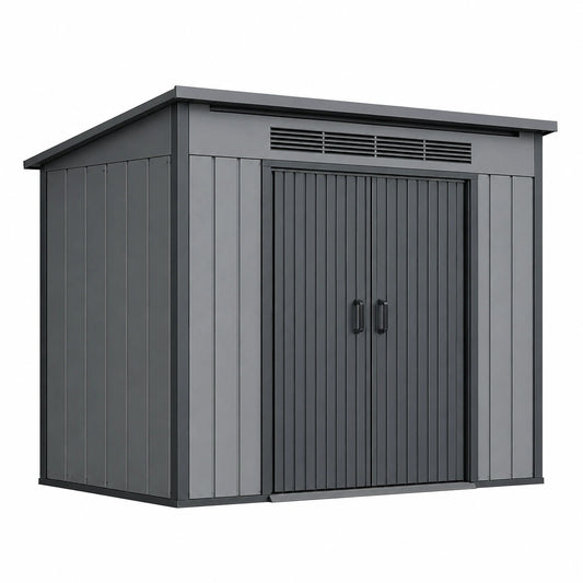 Capannone da giardino in acciaio grigio 257x205x178 cm