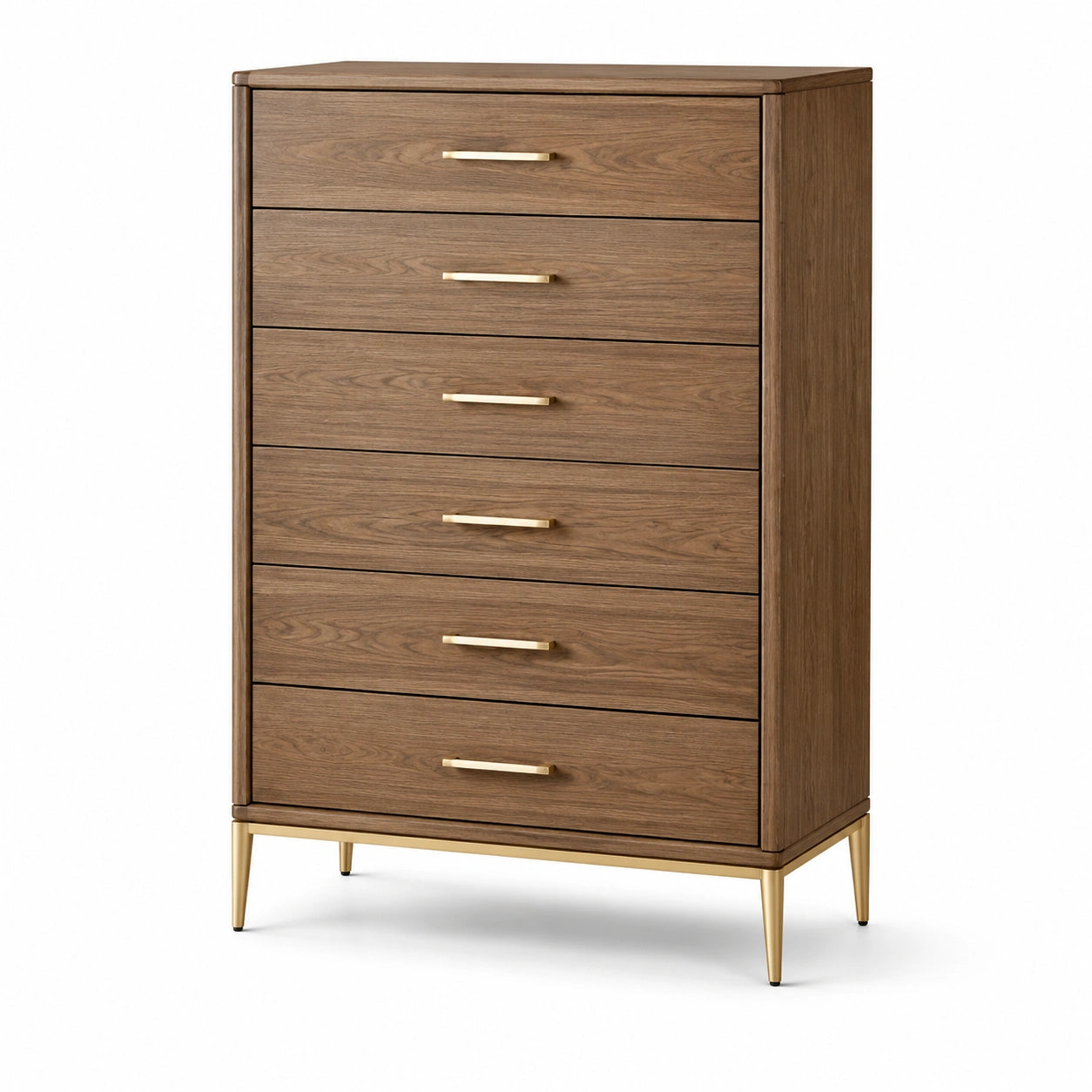 Cassettiera Alta in Legno e Metallo con 6 Cassetti