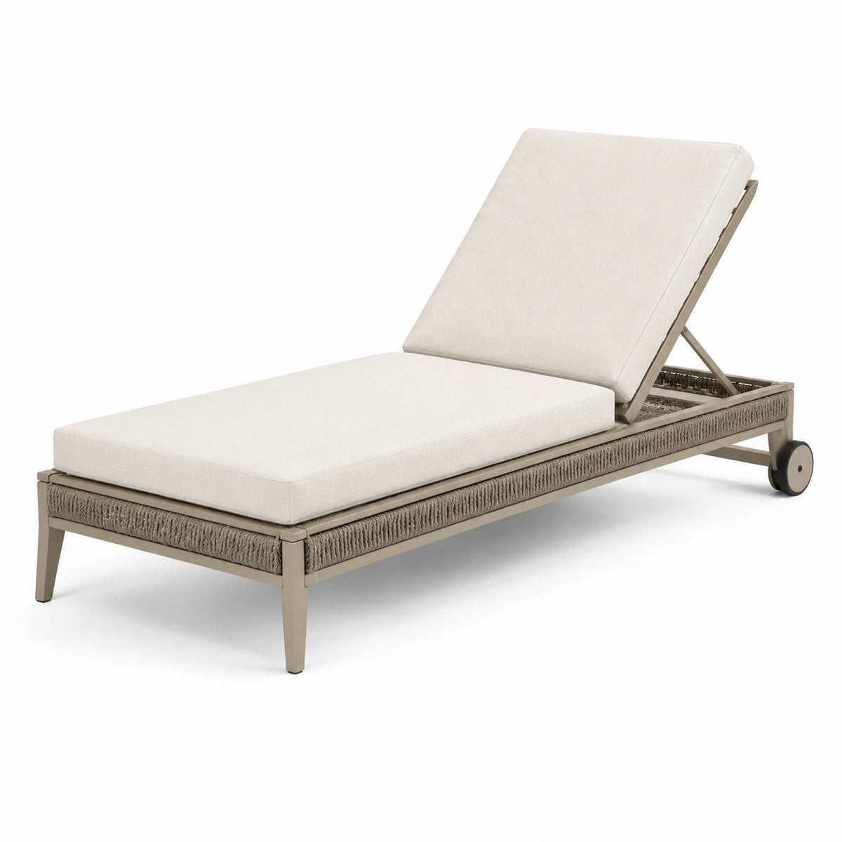 Lettino prendisole in metallo e tessuto poliestere beige